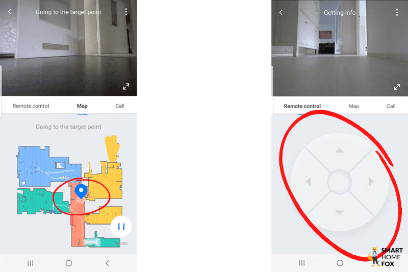 The various control options of the Roborock S7 MaxV in video surveillance can be seen.